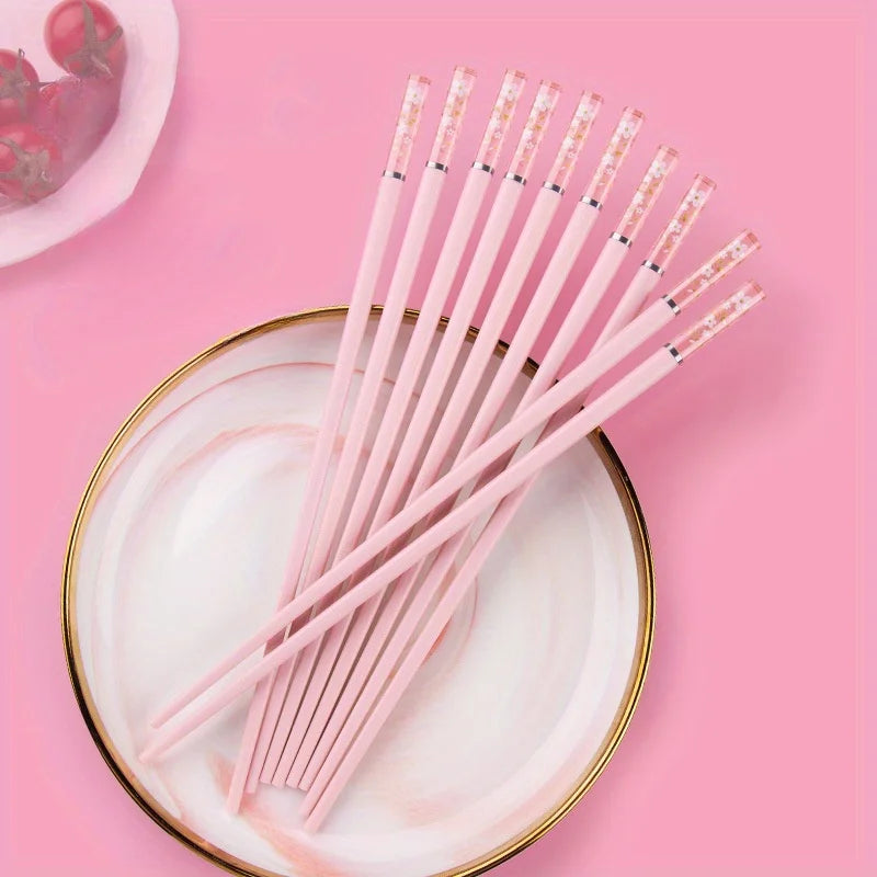 Pink Alloy Chopsticks with Cherry Amber | Reusable Tableware Reusable Chopsticks Babs