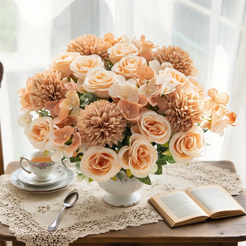 Silk Artificial Rose Bouquet – Wedding & Home Table Decor Artificial Flower Bouquet Babs