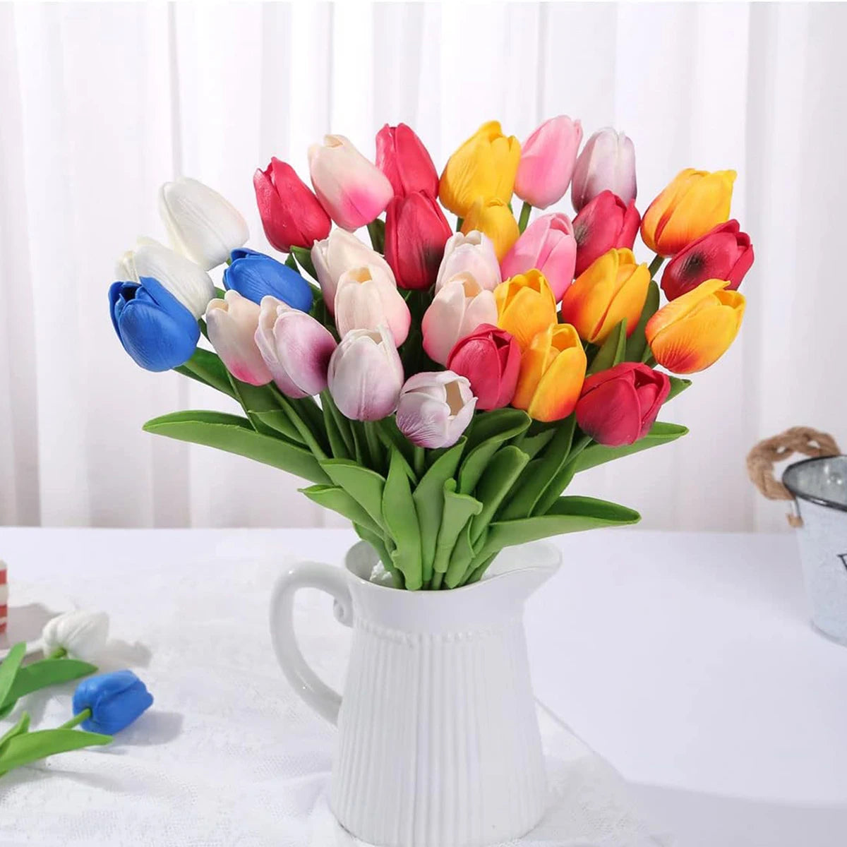 Artificial Tulip Bouquet – Realistic Latex Flowers for Home & Wedding Artificial Flower Bouquet Babs