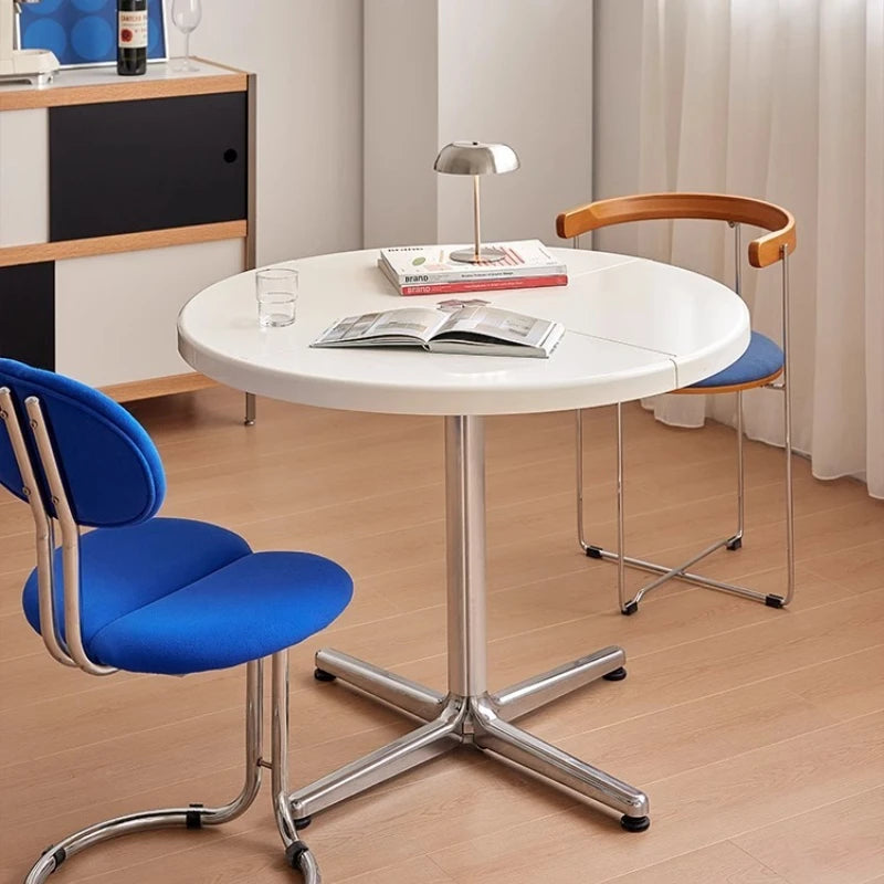 Nordic Foldable Round Dining Table | Metal Frame, 95x73cm Foldable Dining Table Babs