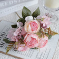 Artificial Silk Peony & Hydrangea Bouquet | Wedding Home Décor Artificial Flower Bouquet Babs Pink 1 PC