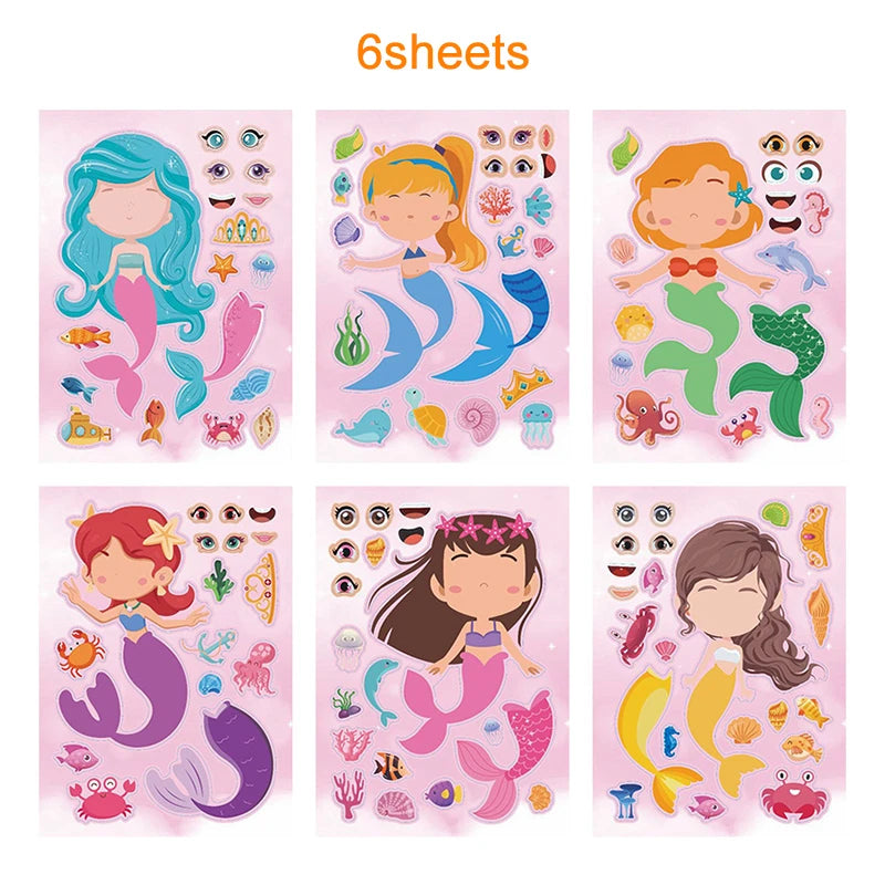 Little Mermaid DIY Puzzle Stickers – Kids Party Favors Kids Party Stickers Babs 6 Sheets
