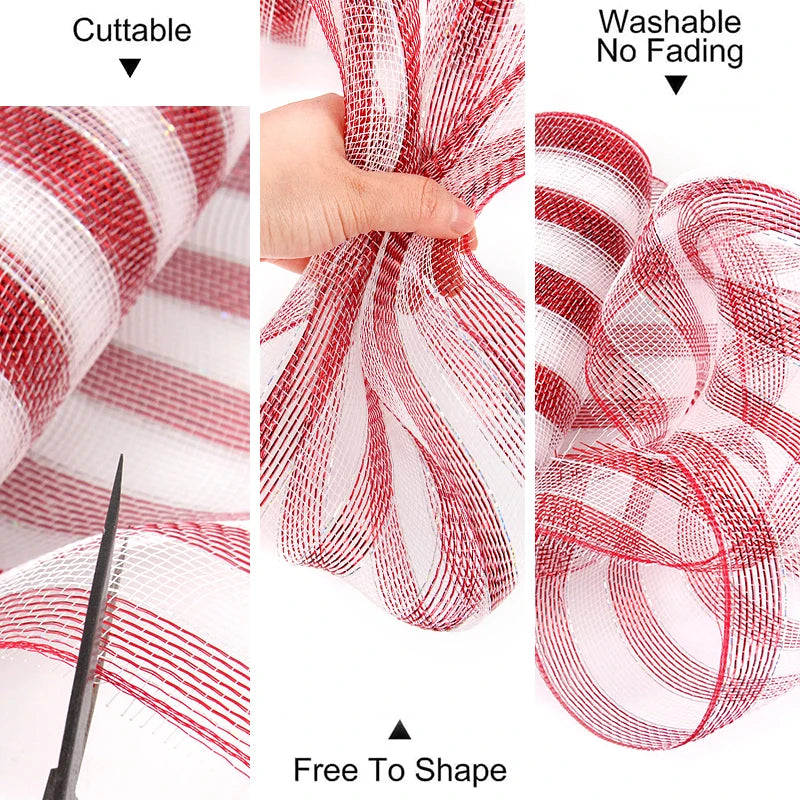 10 Yards Christmas Mesh Ribbon – DIY Wreaths & Xmas Decor Craft Mesh Ribbon Babs