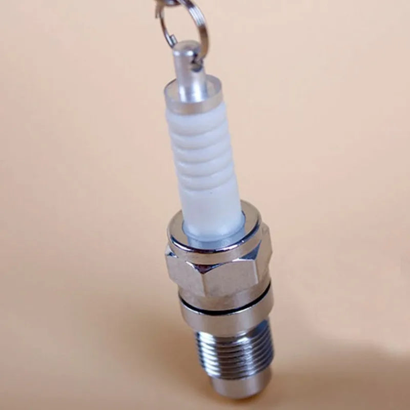 LED Spark Plug Keychain – Aluminum Car Key Ring with Mini Light LED Car Keychain Babs