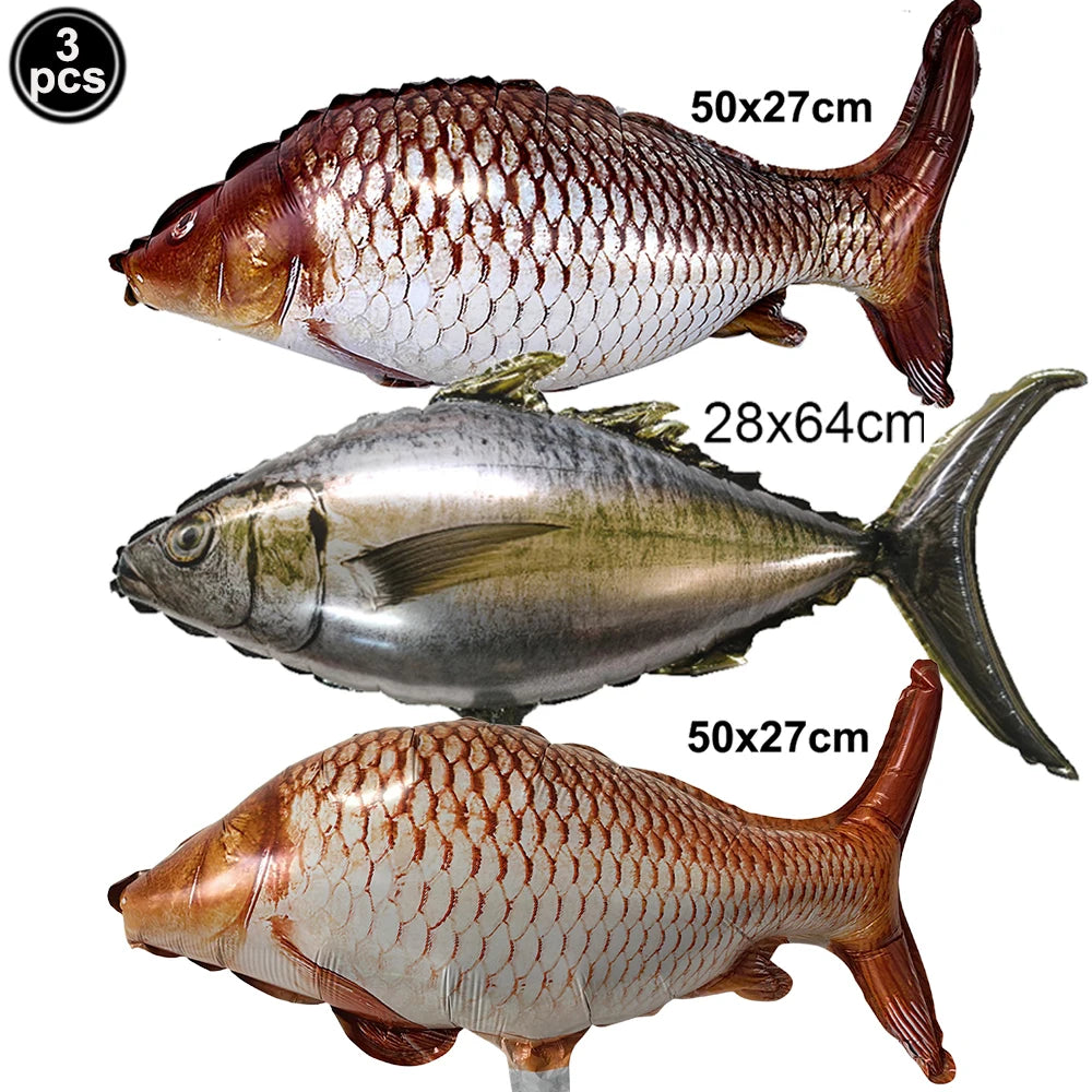 Fish Foil Balloons – Fishing Themed Birthday Party Decor Party Foil Balloons Babs Light Grey As pictures show