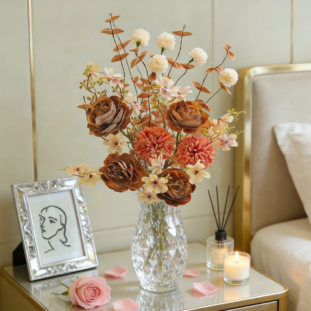 Silk Rose Artificial Flower Bouquet – Wedding & Home Decor Artificial Flower Bouquet Babs