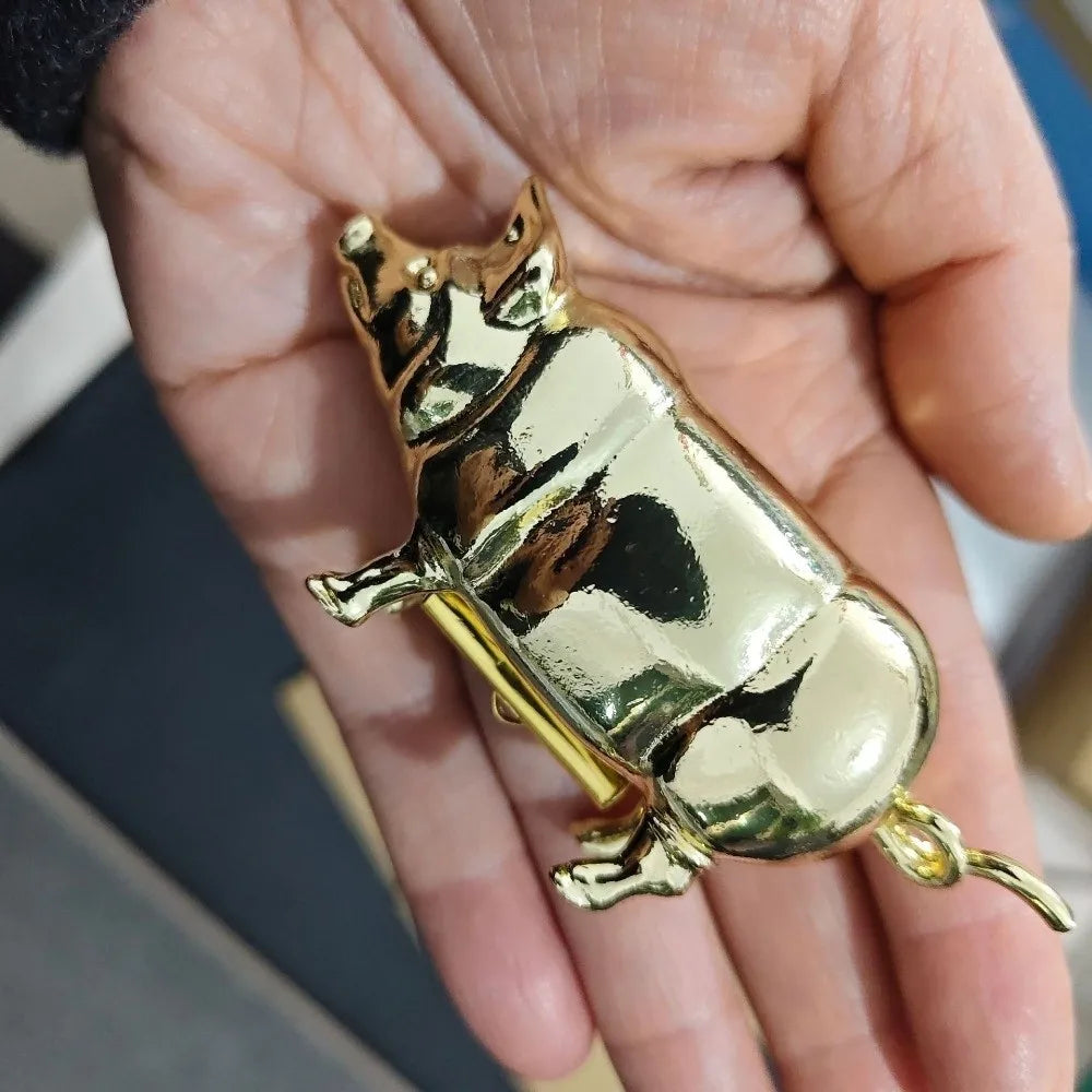 Pig Figurine Mini Tape Measure – Vintage Metal Quilting Tool Mini Tape Measure Babs