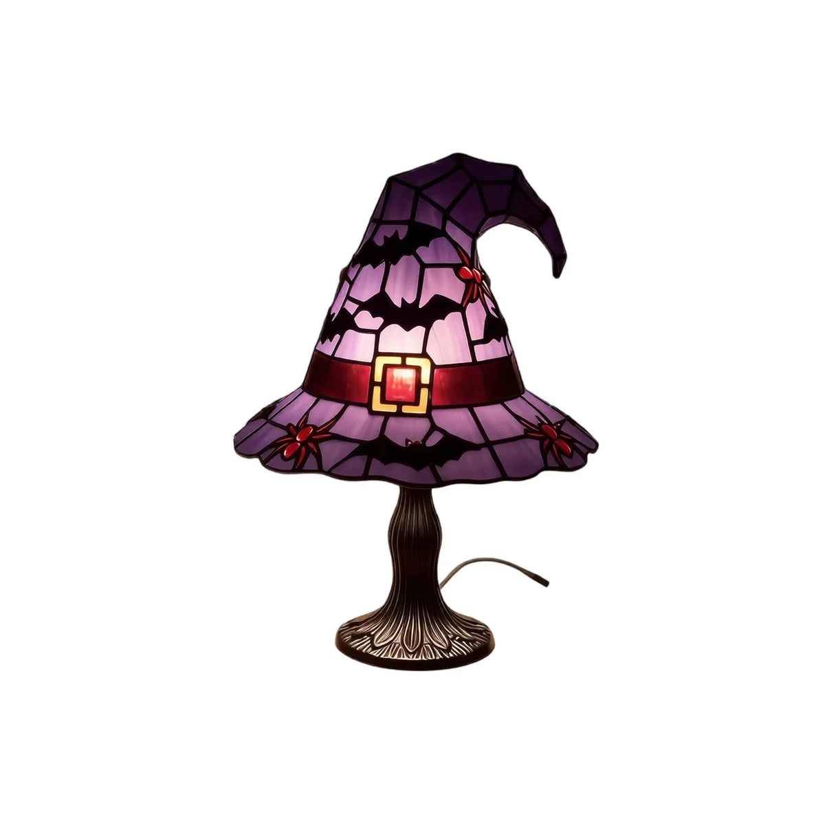 Stained Glass Witch Hat USB Night Light | Halloween Table Lamp Decorative Table Lamp Babs B