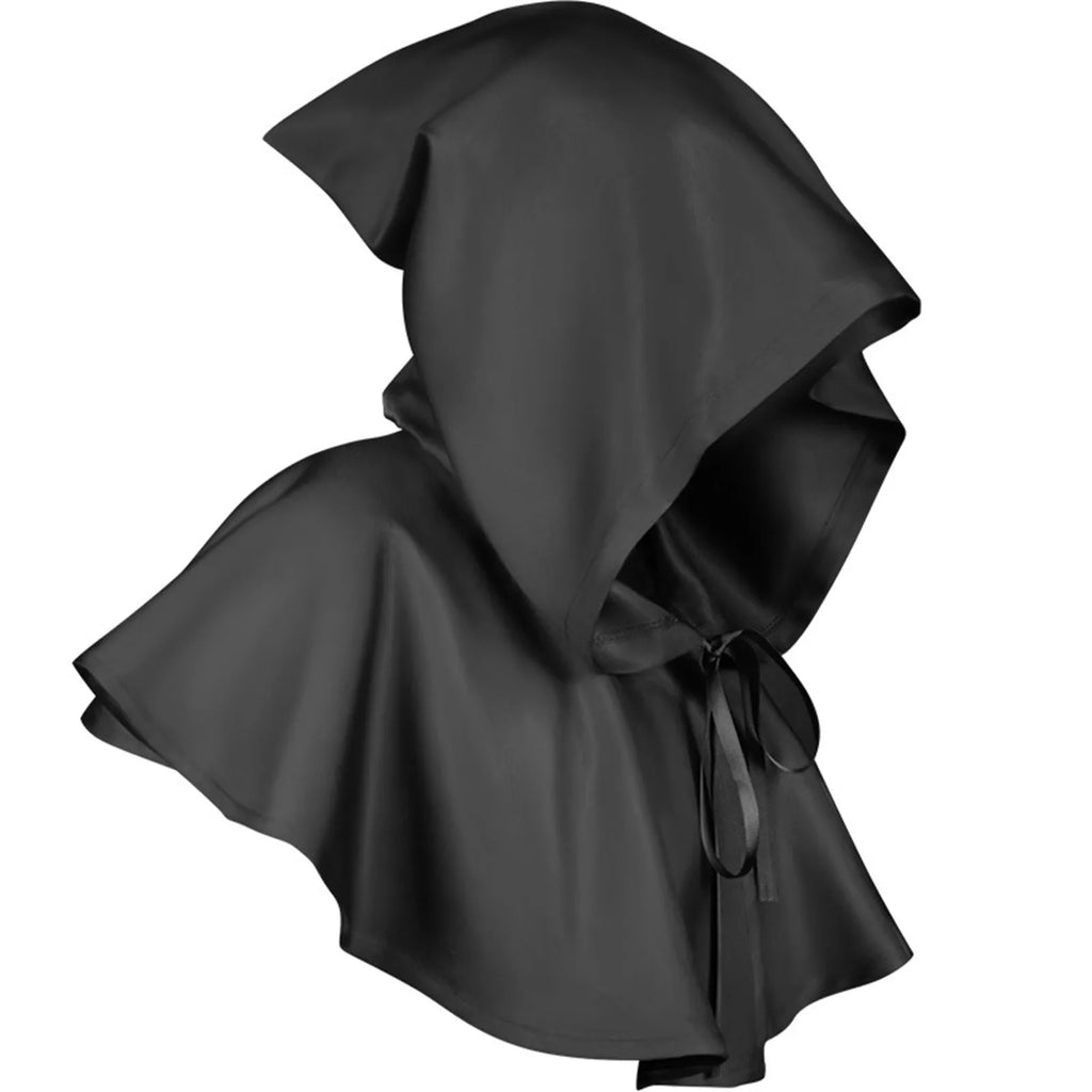 Medieval Hooded Cloak Cape – Halloween Monk Priest Costume Halloween Costume Cape Babs Black One Size