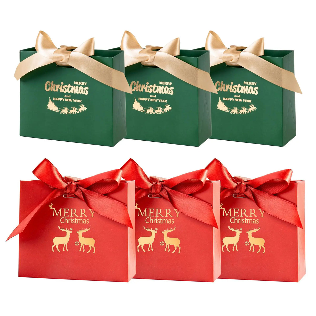 Mini Christmas Gift Bags Red Kraft Paper w/ Bow – Bulk Pack Kraft Paper Gift Bags Babs