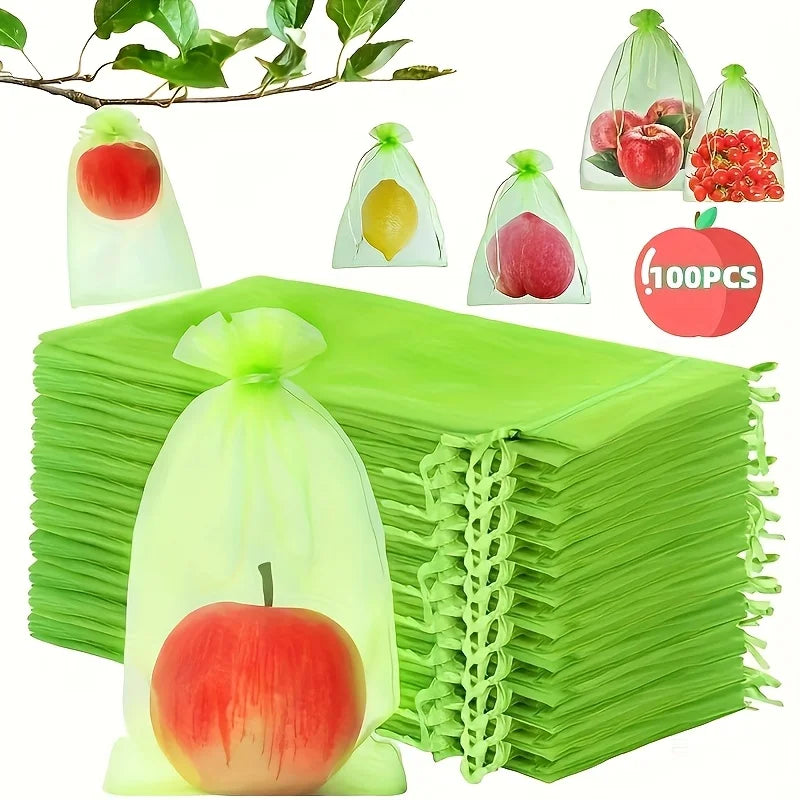 100Pcs Organza Fruit Protection Bags with Zipper | Garden Mesh Fruit Protection Bags Babs