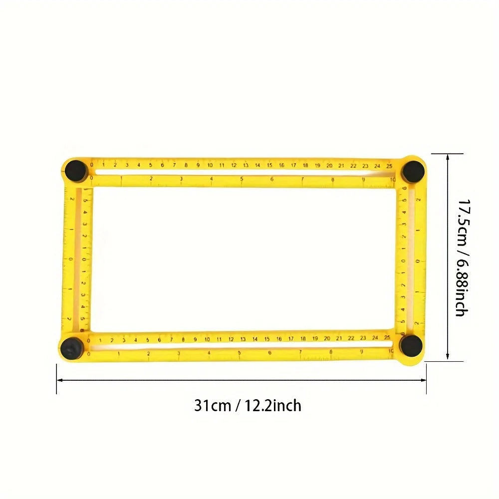 4-Arm Adjustable Angle Ruler – Foldable Woodworking Template Tool Angle Measuring Ruler Babs YELLOW