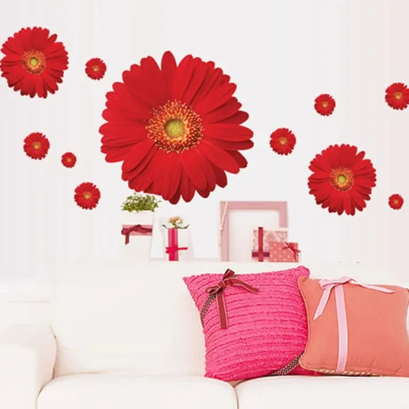 Daisy Flower 3D Vinyl Wall Decals – Living Room & Bedroom Vinyl Wall Decals Babs