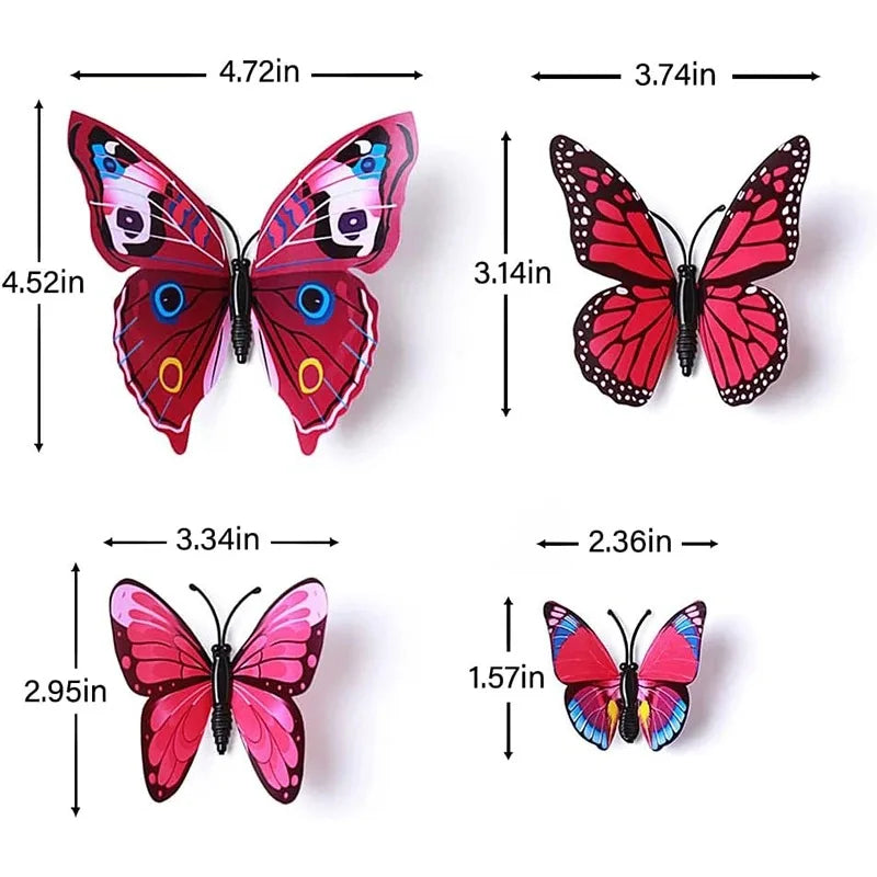12Pcs 3D Butterfly Wall Stickers – Home & Wedding Décor 3D Wall Stickers Babs