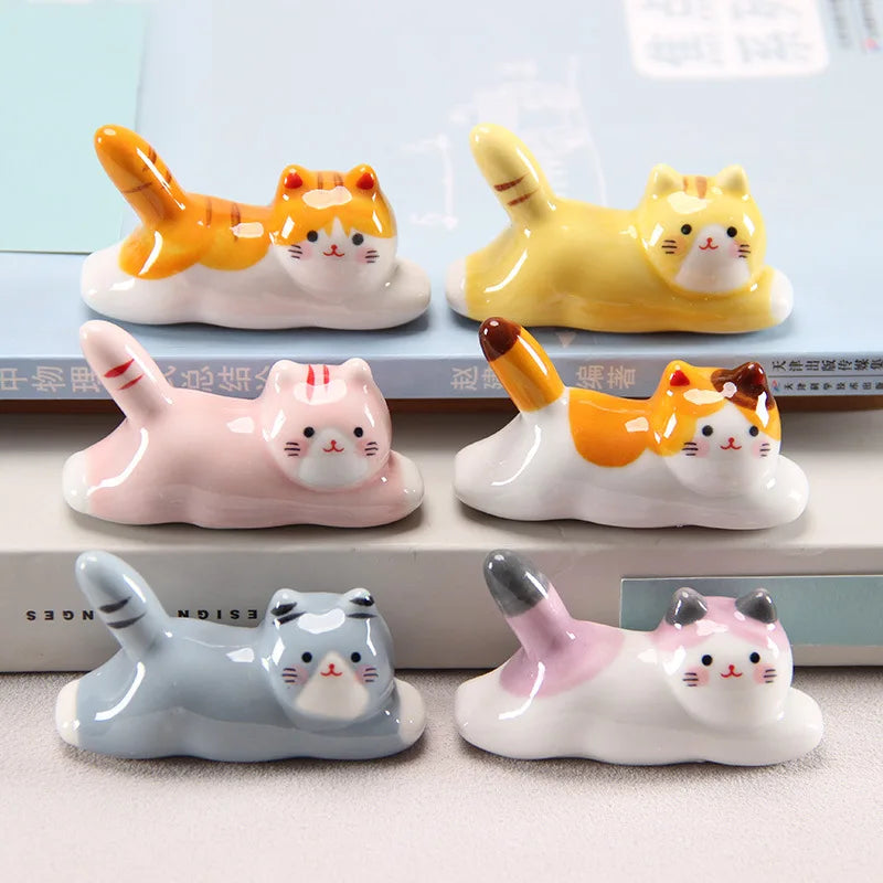 Japanese Ceramic Cat Chopstick Holder & Utensil Rest Chopstick Rest Babs 6p