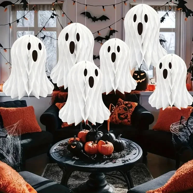 Halloween Honeycomb Ghost Paper Lanterns 3D Hanging Decoration 2pc Halloween Decoration Babs
