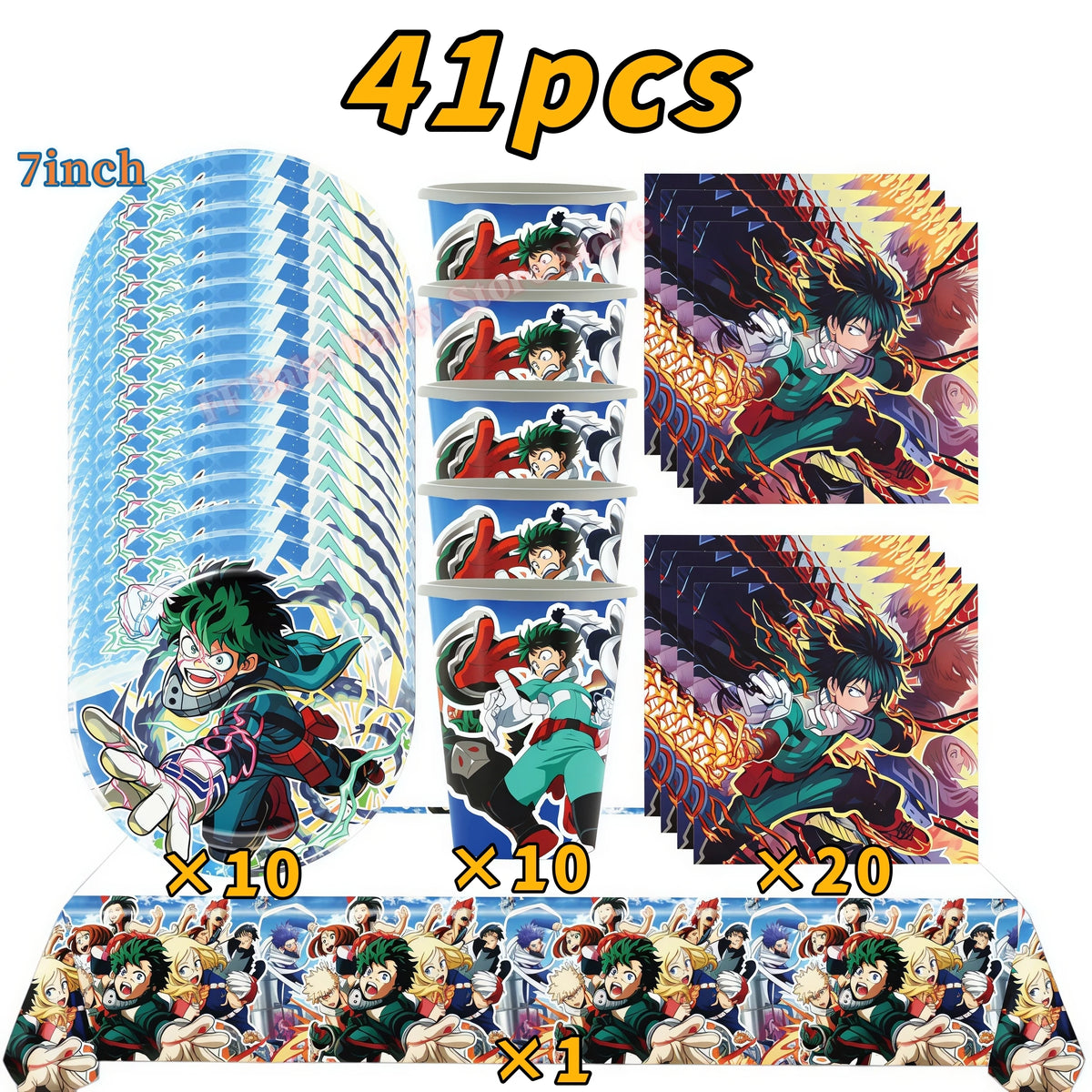My Hero Academia Birthday Party Tableware & Decoration Kit Party Tableware Kit Babs 41pcs