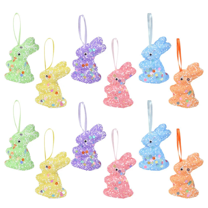 Easter Foam Bunny Hanging Ornaments 6/12 Pcs – Spring Decor Easter Hanging Ornaments Babs 12Pcs