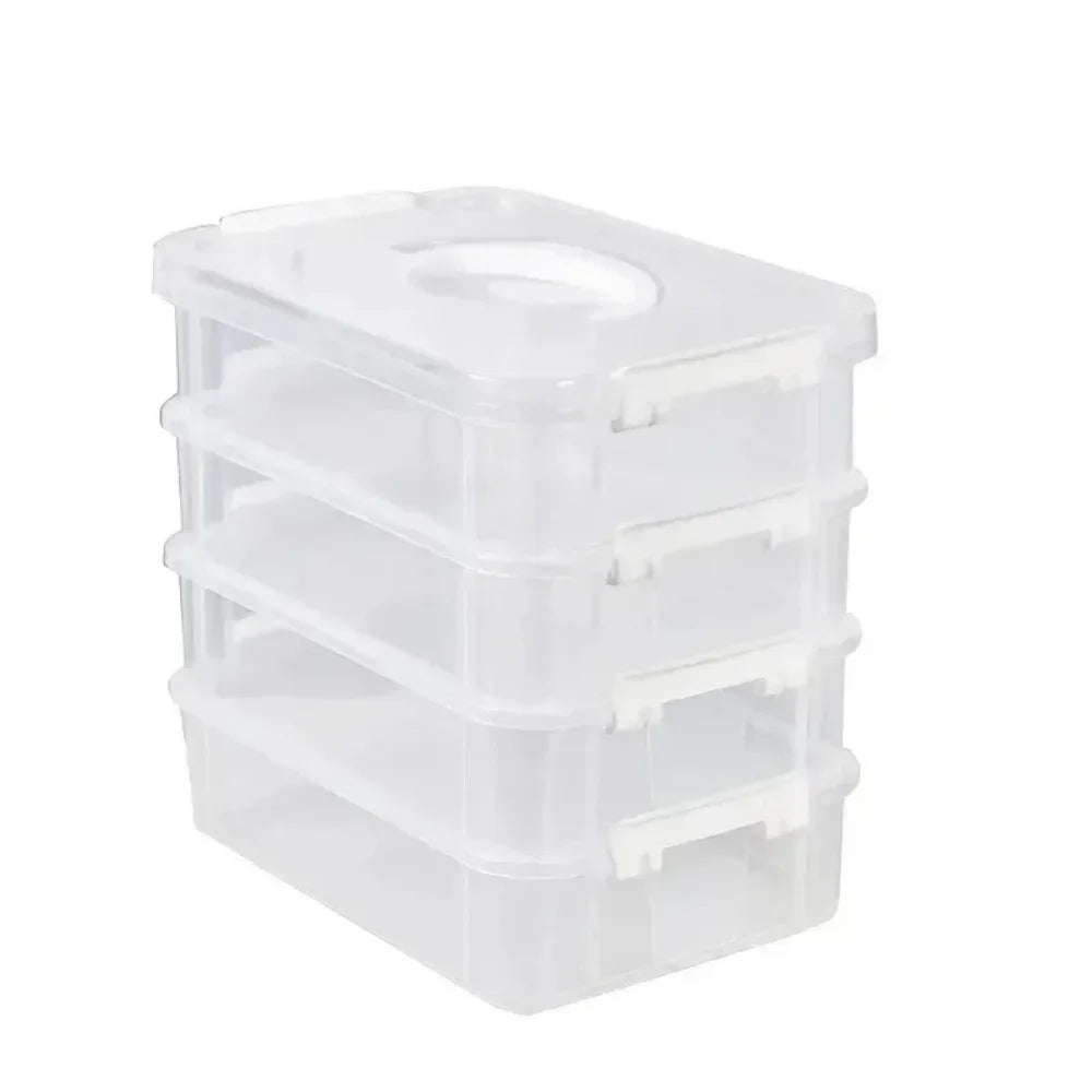 HOMEFISH Transparent Partitioned Storage Box with Lid Organizer Partitioned Storage Box Babs white