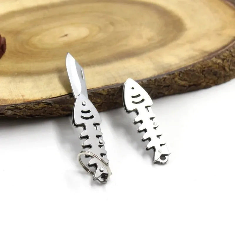Fish Bone Mini Pocket Knife – Stainless Steel Camping Keychain Mini Pocket Knife Babs