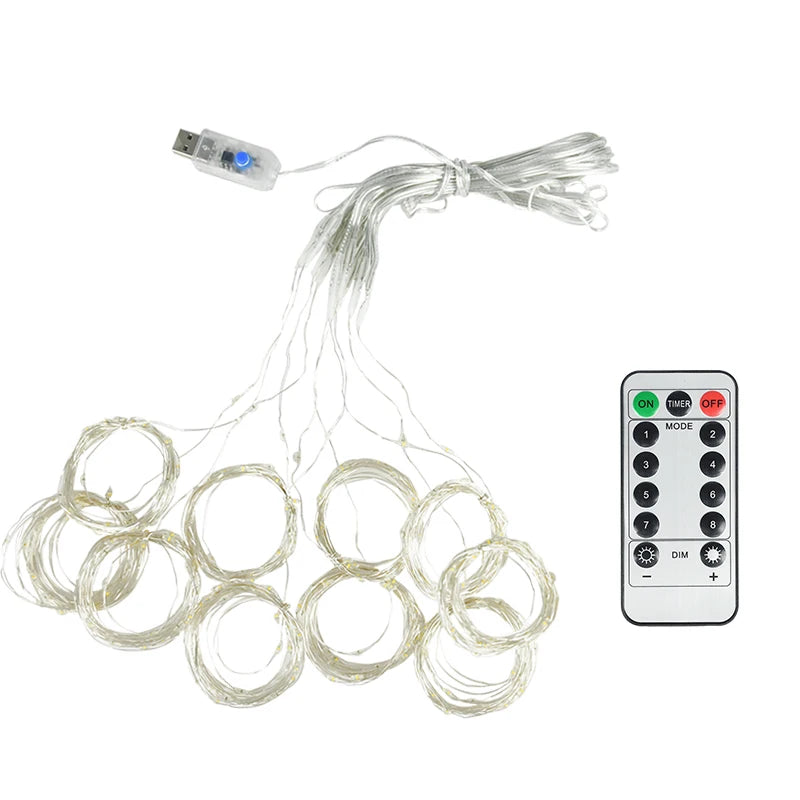 Christmas LED Curtain Fairy String Lights – USB, 8 Modes LED Curtain String Lights Babs