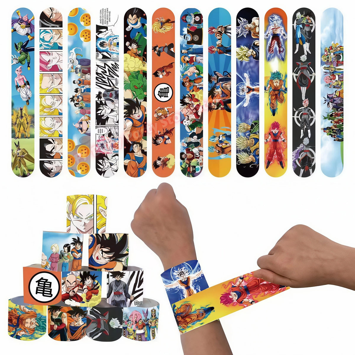 Dragon Ball Z Birthday Party Supplies – Goku Balloons, Cups & Plates Party Supply Set Babs 10pcs Slap bracelets