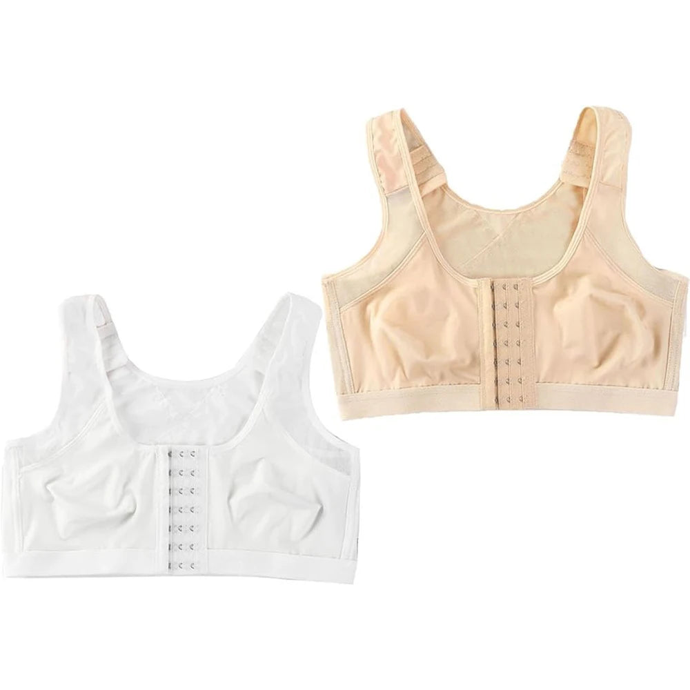 Plus Size Front Closure Wire-Free Bra – Full Coverage Bralette Front Closure Bralette Babs White Beige 1XL