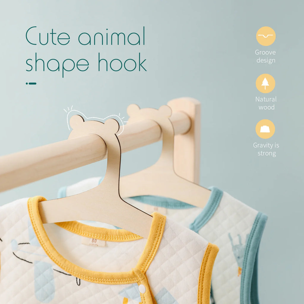 Wooden Bear Kids Clothes Hangers – Baby Nursery Closet Set Kids Clothes Hangers Babs