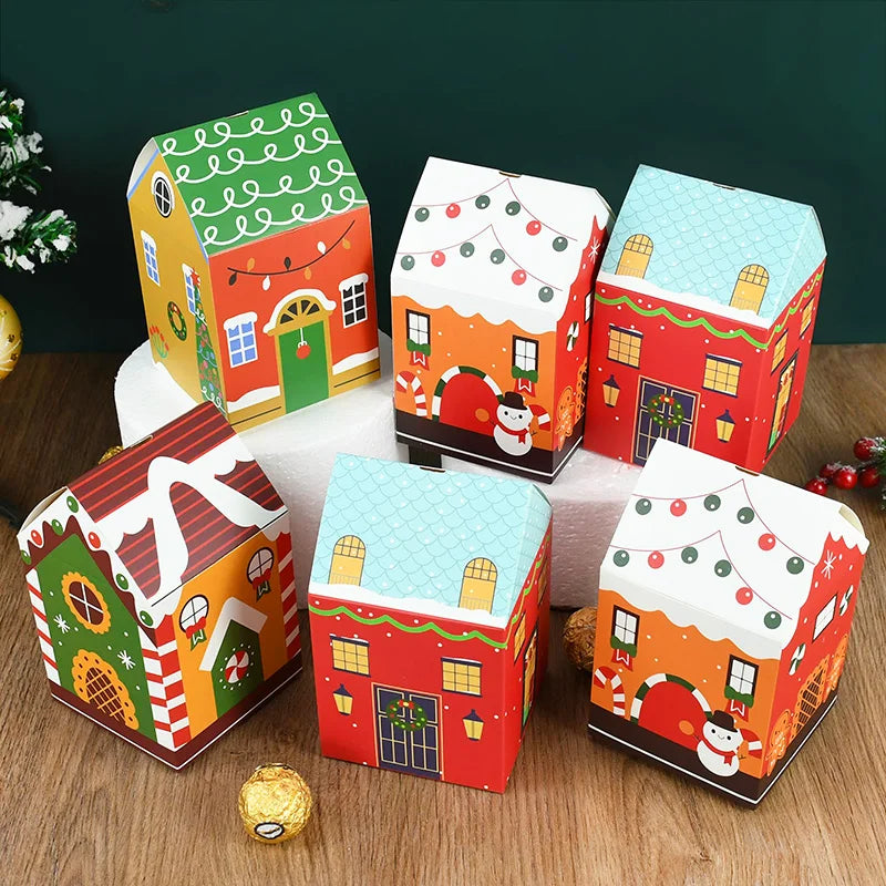 4pcs Christmas House Candy Gift Boxes – Holiday Party Treats Holiday Gift Box Babs