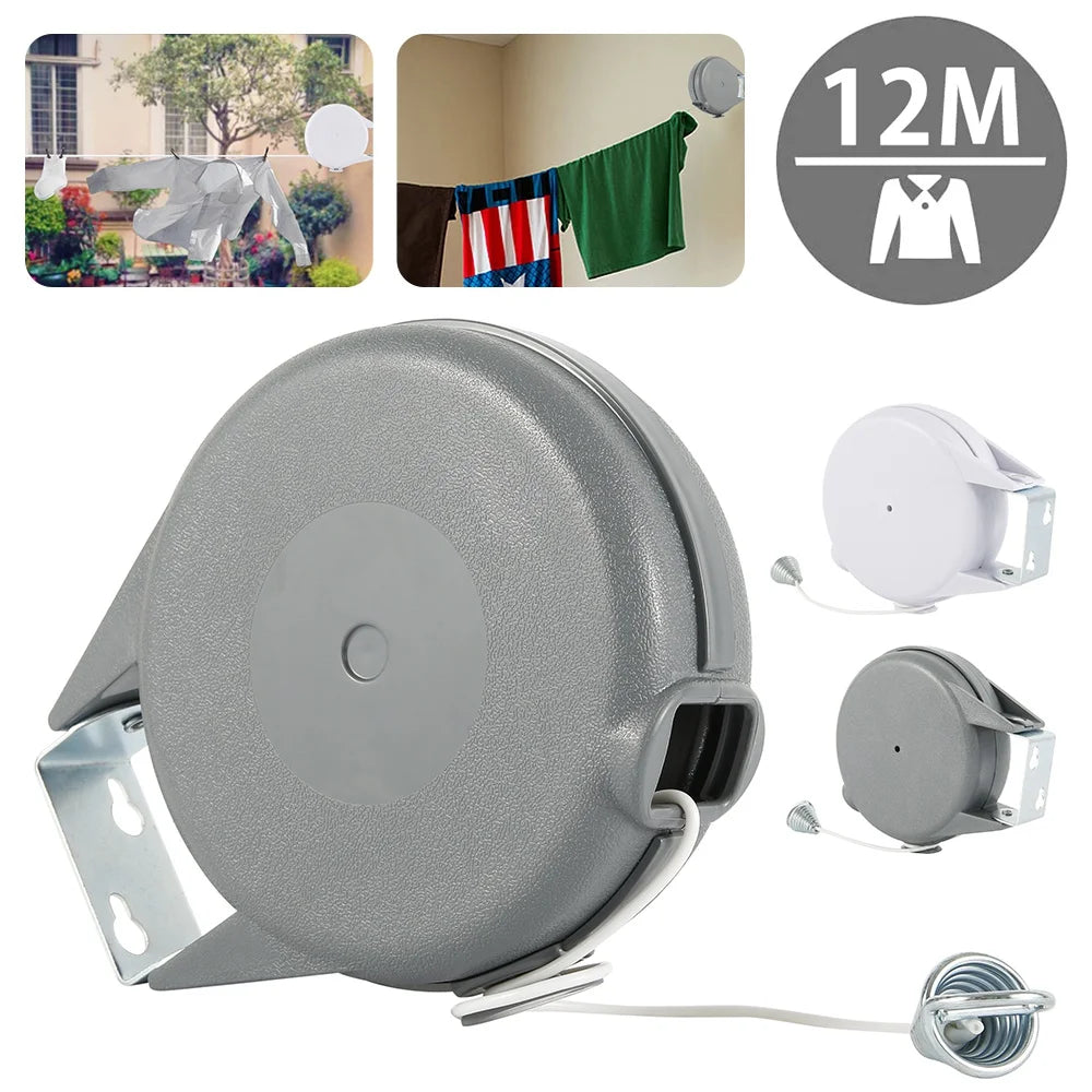 Retractable Clothesline 12M Heavy Duty PVC Indoor & Outdoor Retractable Clothesline Babs