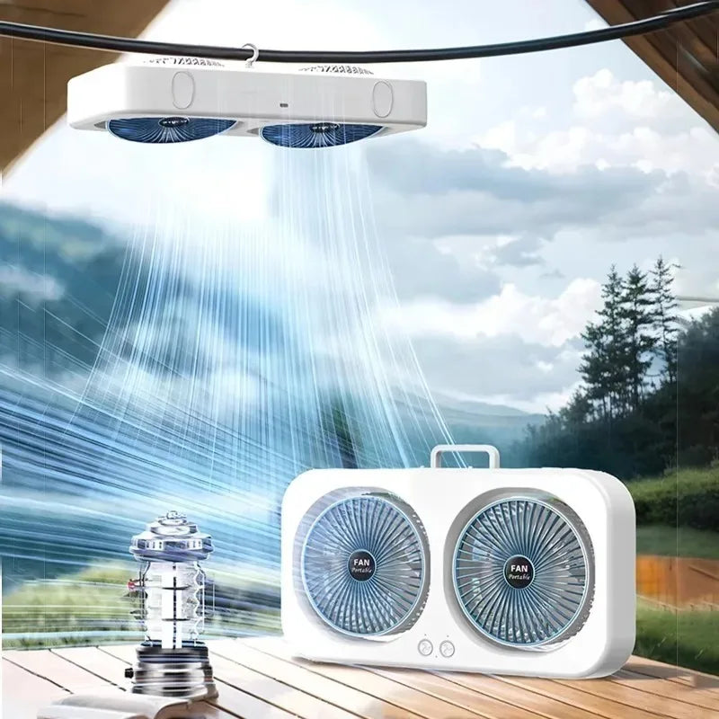 Dual Head USB Desk Fan | Wall Mount, 3 Speeds, Quiet Cooling USB Desk Fan Babs