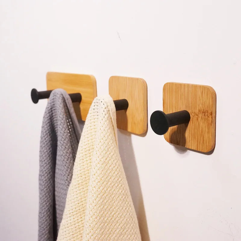 Natural Wood Wall Hook – Coat, Key, Towel & Robe Organizer Wall-Mounted Hook Babs