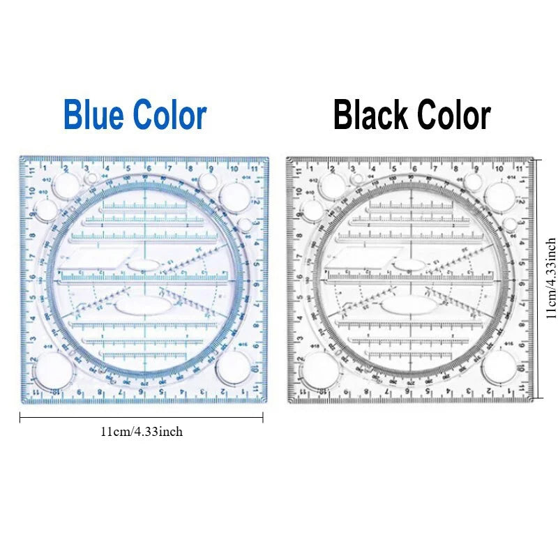 2pc Rotatable Drawing Template Ruler – Geometry & Drafting Tool Drafting Template Ruler Babs