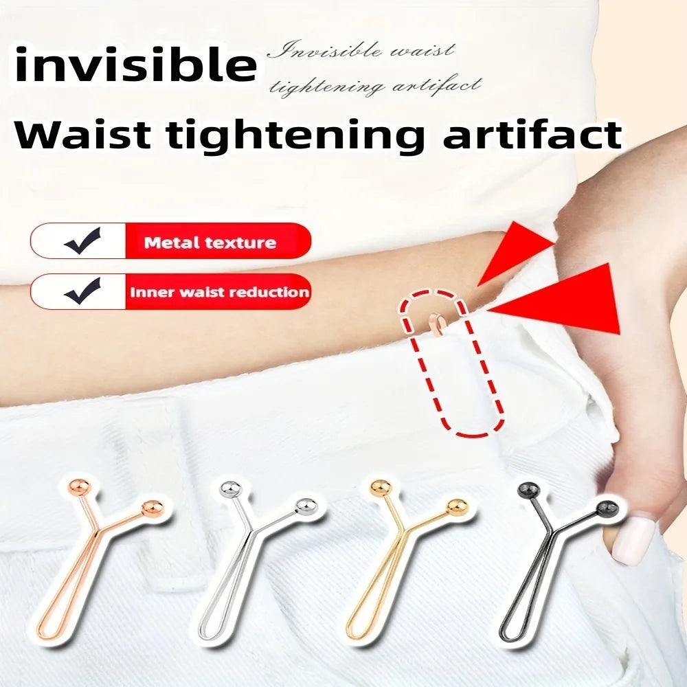 4pcs Invisible Waist Tightening Metal Clips for Jeans & Clothes Waist Adjustment Clips Babs