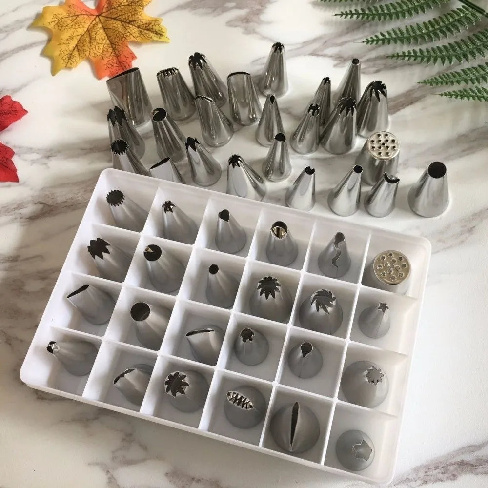 24-Piece Stainless Steel Cake Decorating Piping Nozzles Set Cake Piping Nozzle Set Babs
