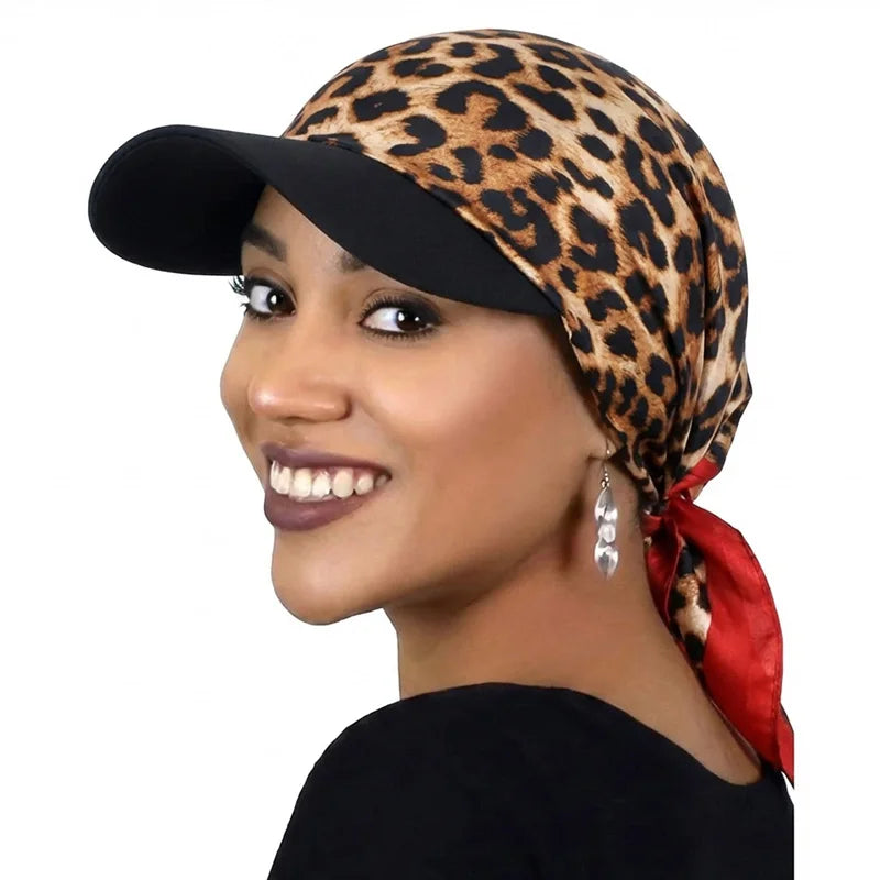 Women's Printed Satin Baseball Cap – Breathable Sun Hat Women's Sun Hat Babs Leopard print