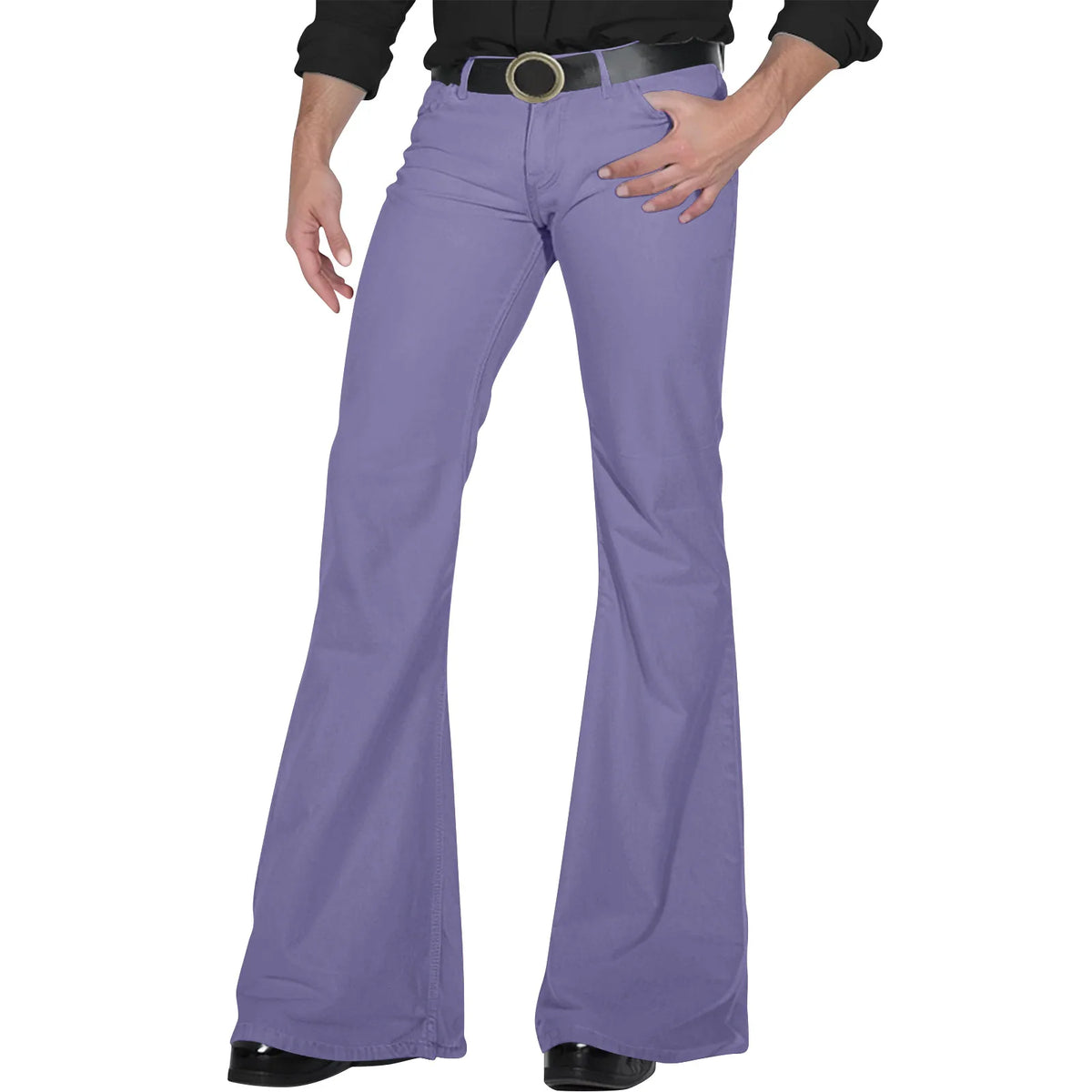 Men's Retro Disco Flare Pants – Bell Bottom Hip Hop Trousers Men's Flare Pants Babs Light Purple L