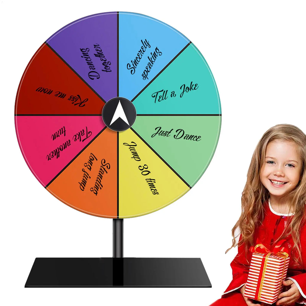 Tabletop Prize Spin Wheel – Editable 8-Section Party Roulette Party Spin Wheel Babs