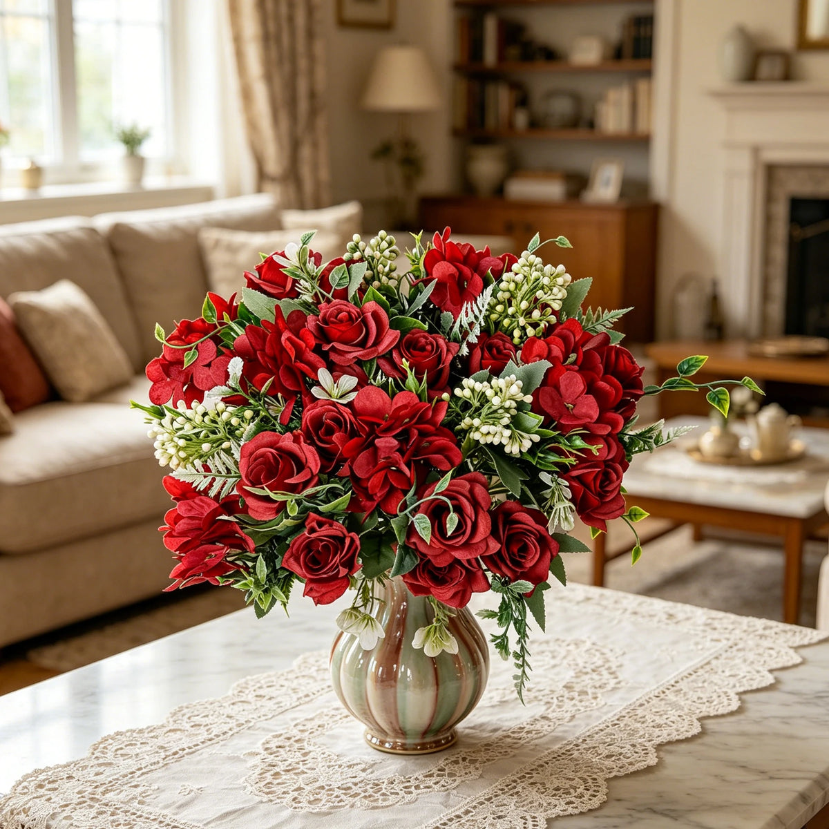 Silk Gardenia Hydrangea Artificial Flower Bouquet | Home & Wedding Artificial Flower Bouquet Babs