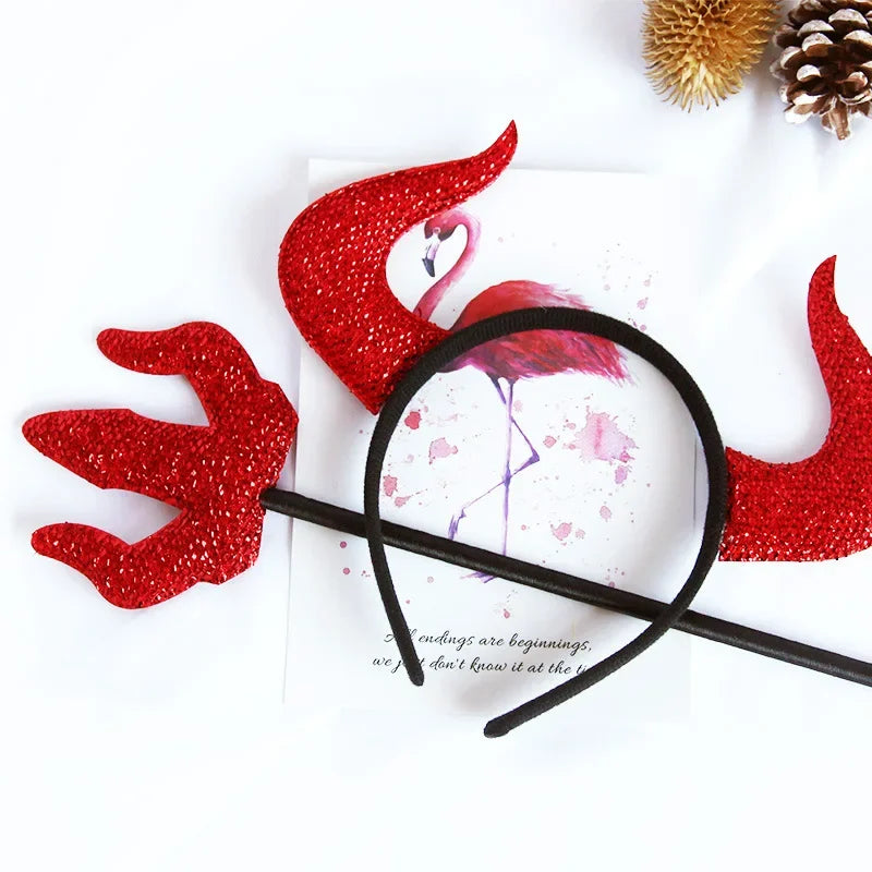 10-Pack Sequin Devil Horns Headbands & Wands | Party Props Costume Party Props Babs