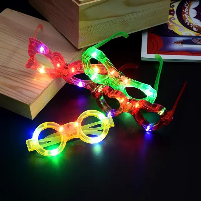 LED Blinking Cartoon Glow Glasses – 20pcs Party Pack LED Party Glasses Babs