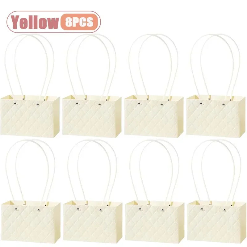 Reusable Waterproof Floral Gift Tote Bags – Wedding & Party Floral Gift Tote Bags Babs Yellow-8PCS 22x10x13cm