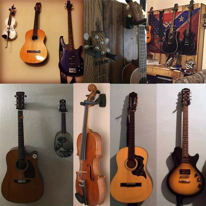 Black Guitar Wall Hanger Hook – All Guitars, Bass & Ukulele Guitar Wall Hanger Babs