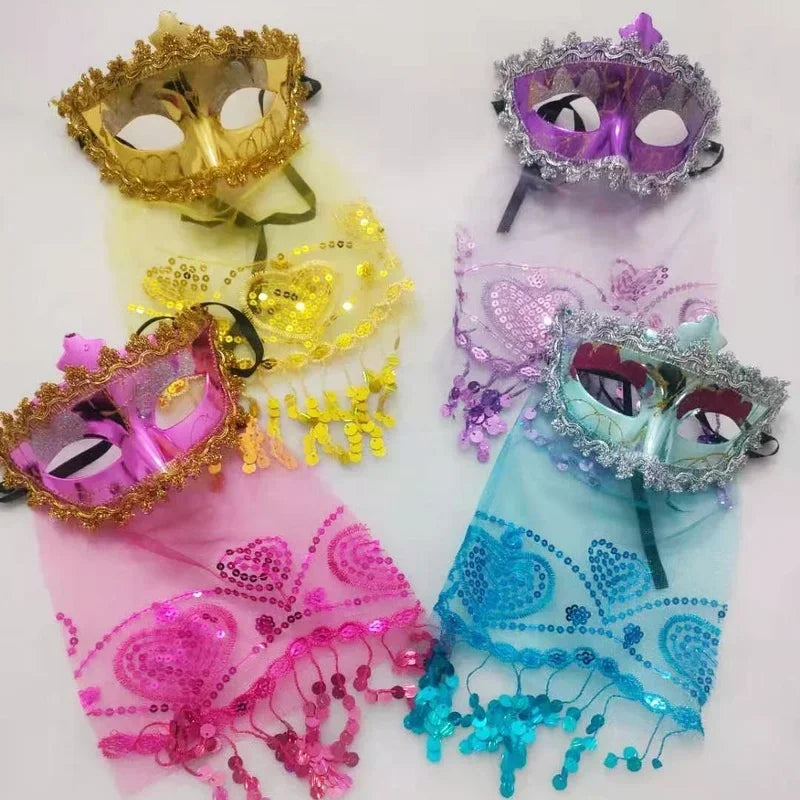 24pcs Lace Half Face Masquerade Masks with Veil | Party Set Masquerade Mask Set Babs