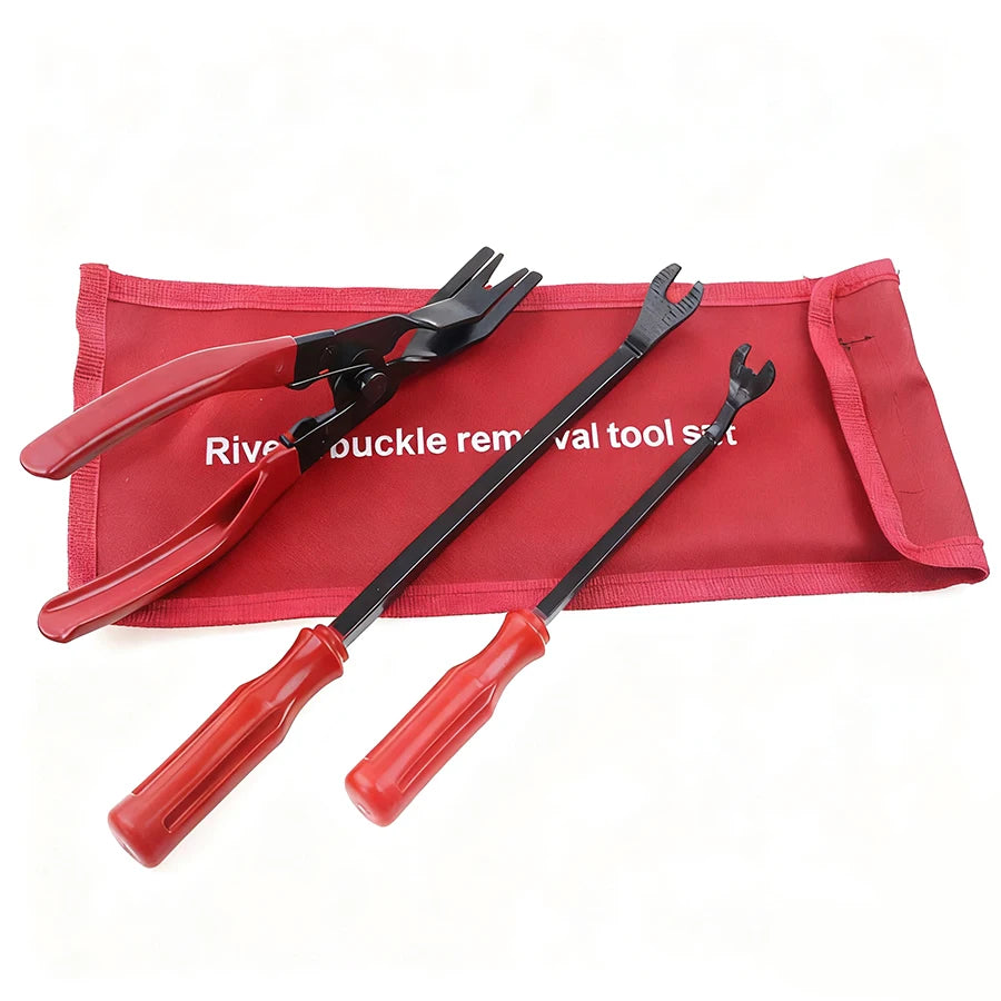 4-Pc Car Trim Removal Tool Kit – Clip Pliers & Pry Set Auto Trim Tool Kit Babs RED
