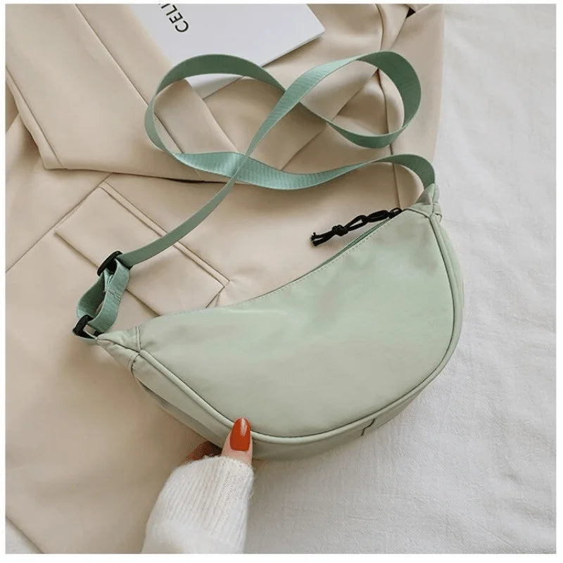Women's Canvas Shoulder Bag – Lightweight Solid Color Bucket Bag Canvas Shoulder Bag Babs Green