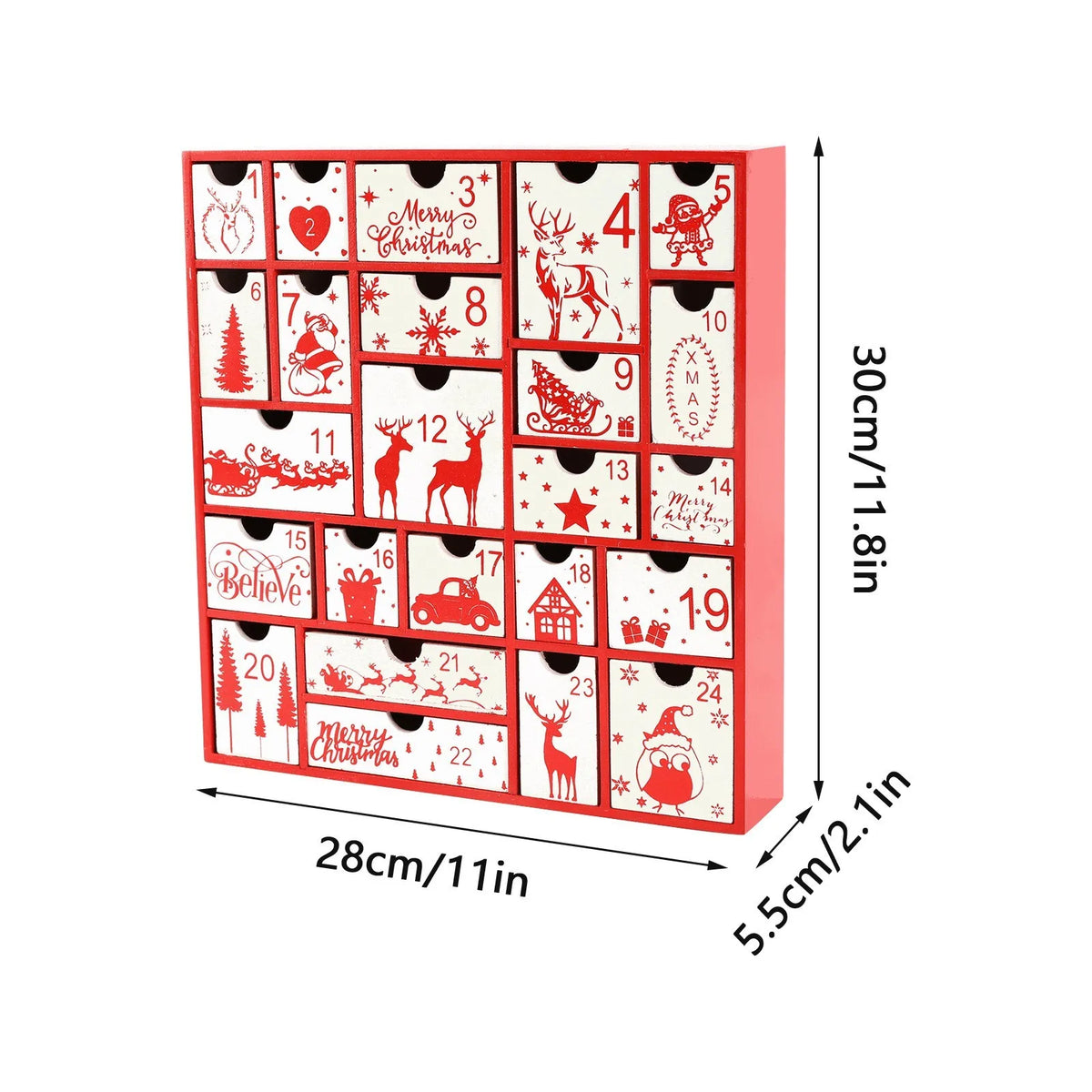 Christmas Advent Calendar 24-Drawer Countdown Gift Box Advent Calendar Box Babs