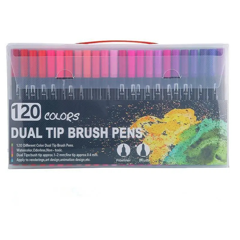 36-Color Soft Tip Brush Pens – Washable Water-Based Markers Watercolor Brush Pens Babs 120colors Black