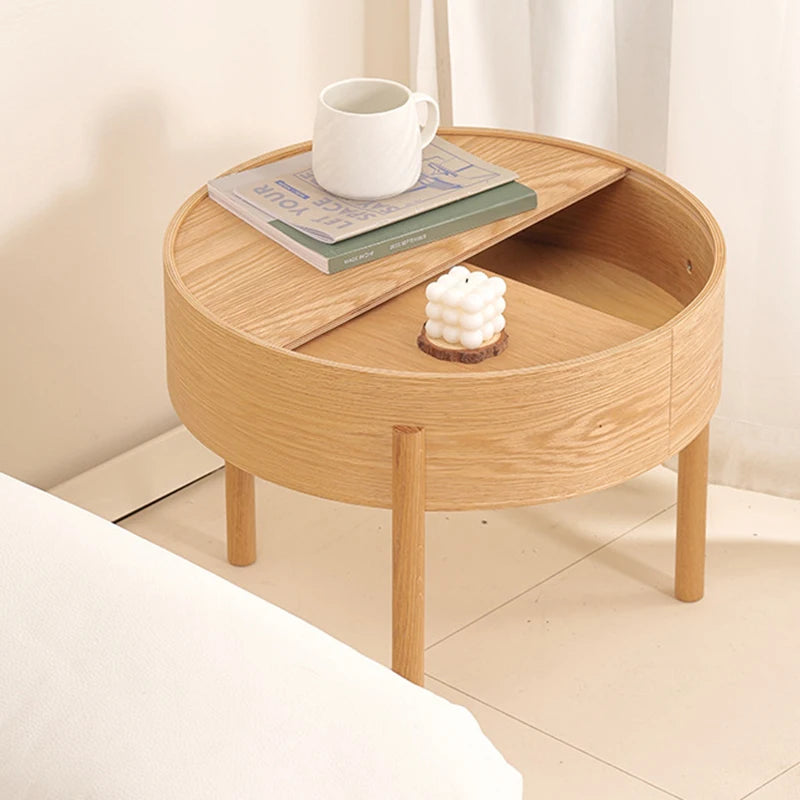 Nordic Solid Wood Round Coffee Table with Storage | Modern Coffee Table Babs