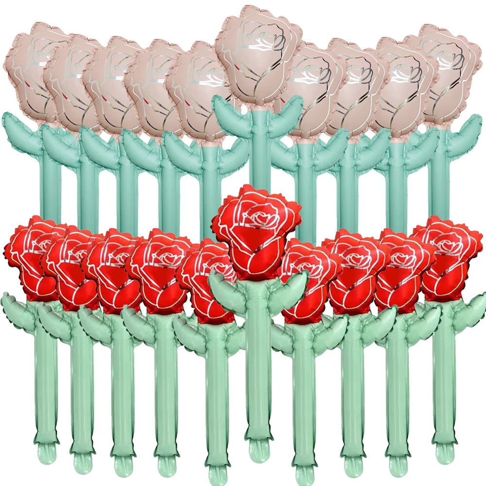 10pcs Mini Rose Flower Balloons – Wedding & Party Décor Foil Party Balloons Babs